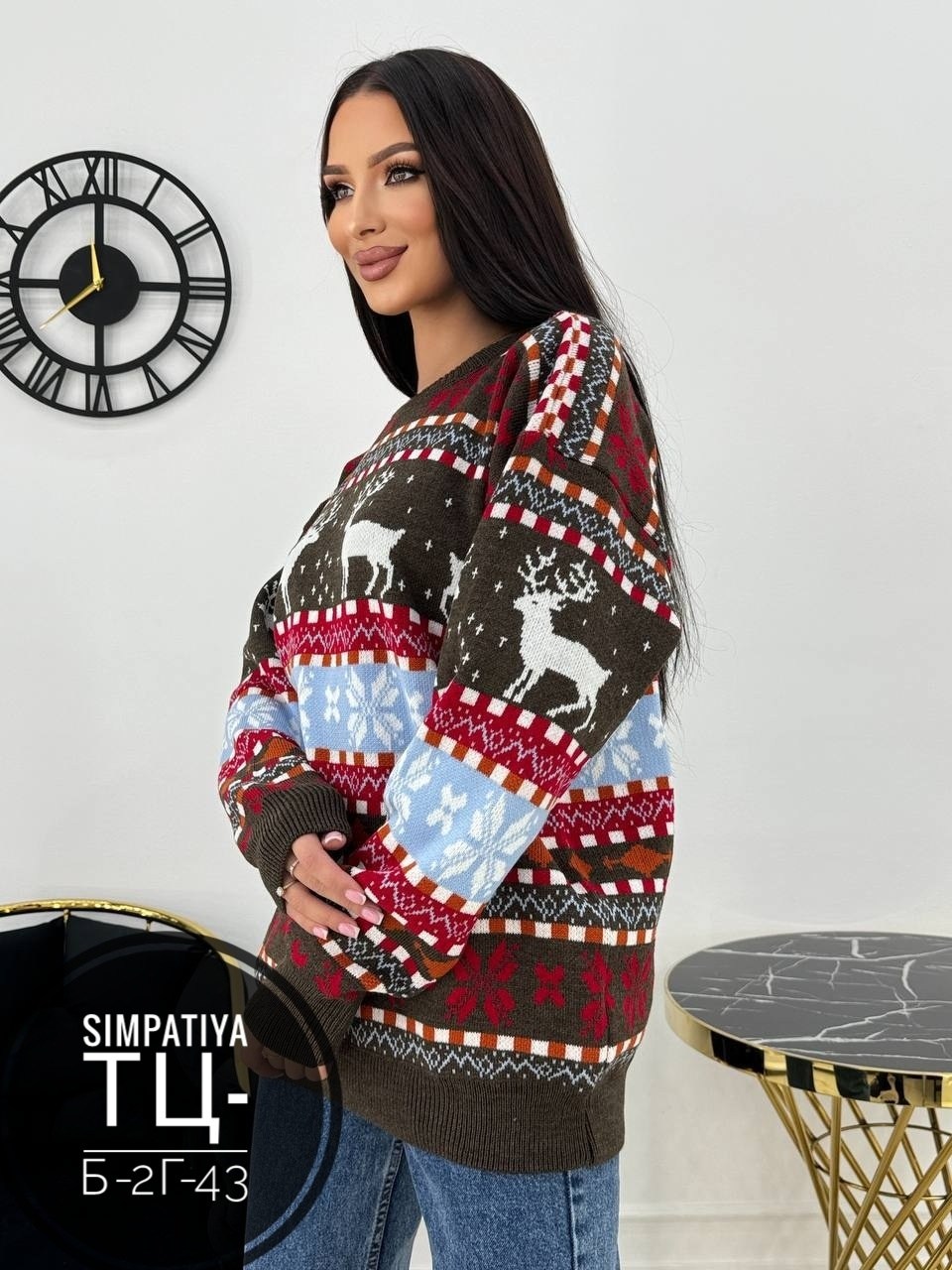 свитер новогодний оверсайз,кофта новогодняя,женский свитер,свитер новогодний,свитера с оленями