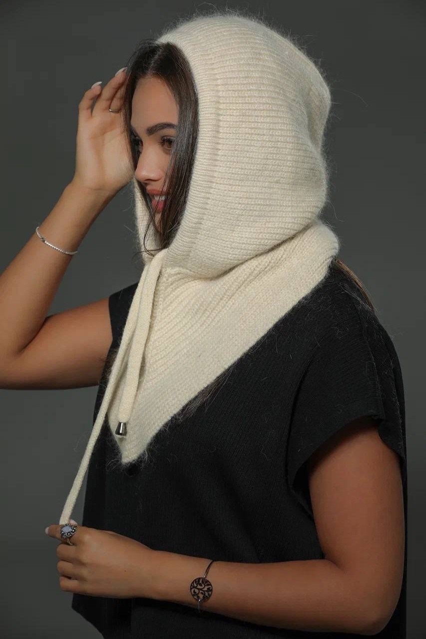 капор женский,капор из ангоры,капор вязаный,шапка платок,капор женский из ангоры