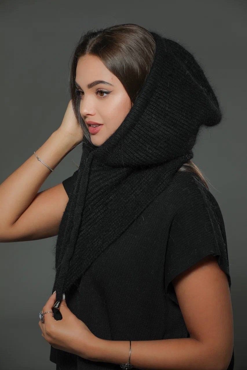 капор женский,капор из ангоры,капор вязаный,шапка платок,капор женский из ангоры