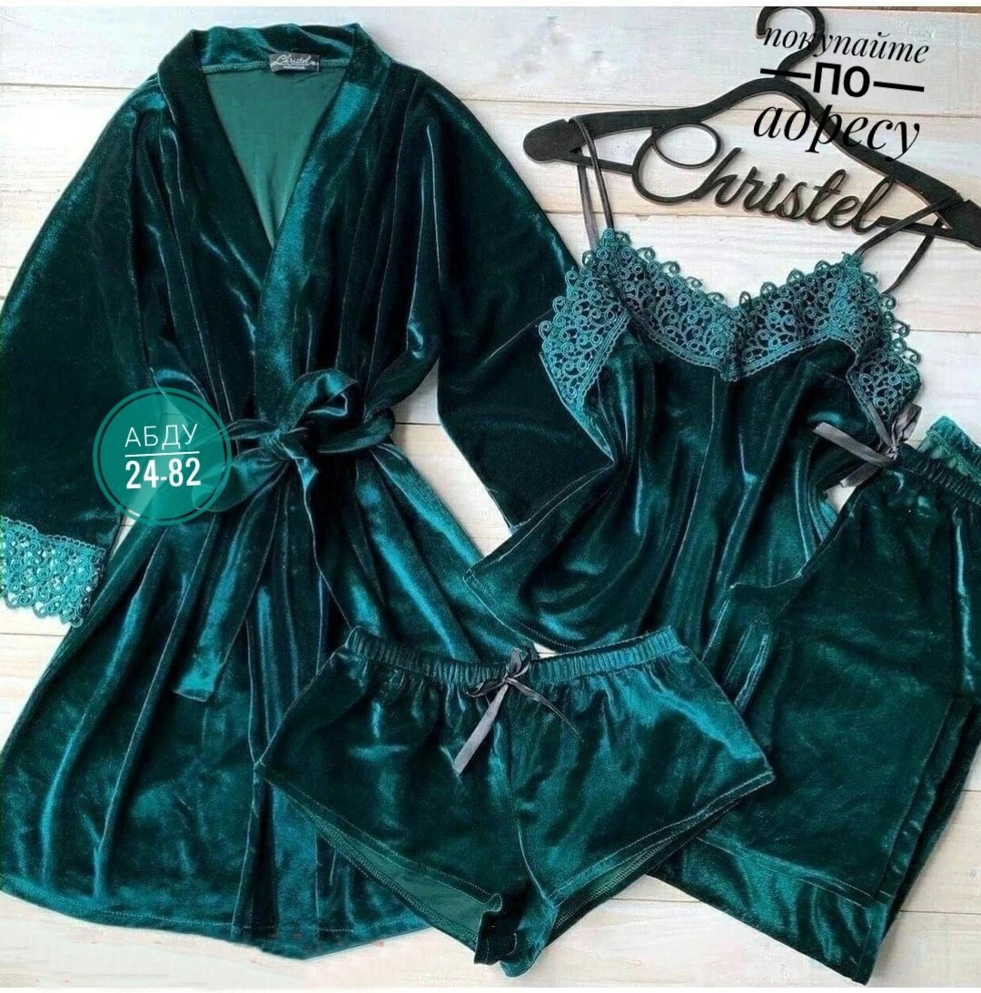 пижама велюровая четверка,пижама велюр,бархатная пижама комплект,пижама комплект,пижамы женски