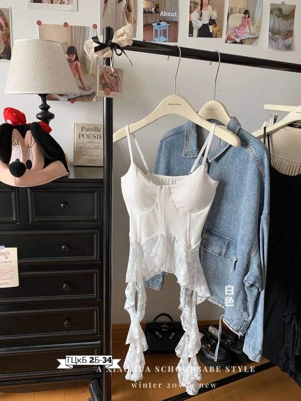 майка с кружевами,кружевная майка,корейские стиль,модный топ,одежда топ