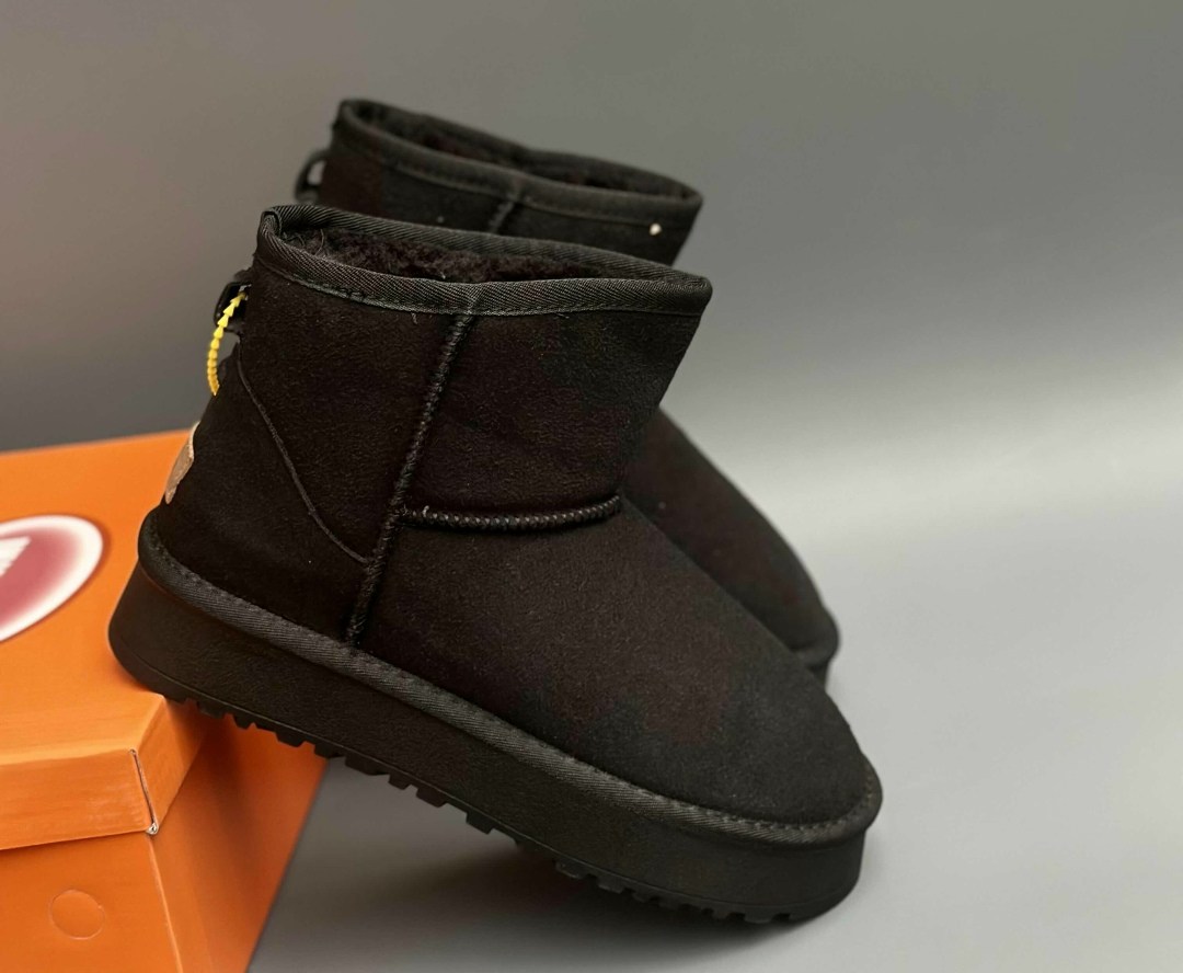 женские угги, угги черный из материи,,ugg classic mini black,угги ugg classic mini