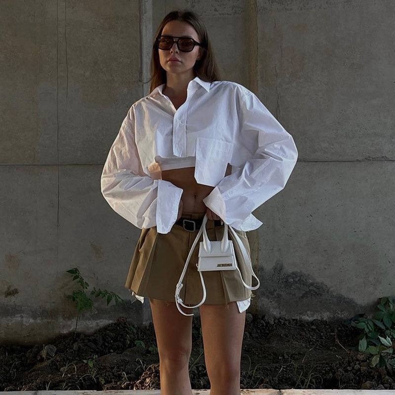 укороченная рубашка оверсайз,укороченная рубашка женская,укороченная белая рубашка,женская рубашка,повседневная рубашка