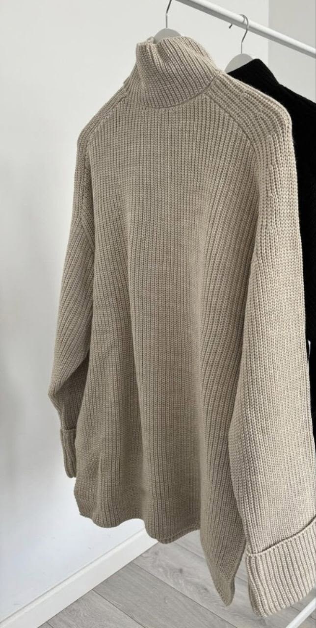 вязаный свитер оверсайз,свитер оверсайз вязаный удлиненный,бежевый джемпер,свитер удлиненная,свитер длинный оверсайз вязаный