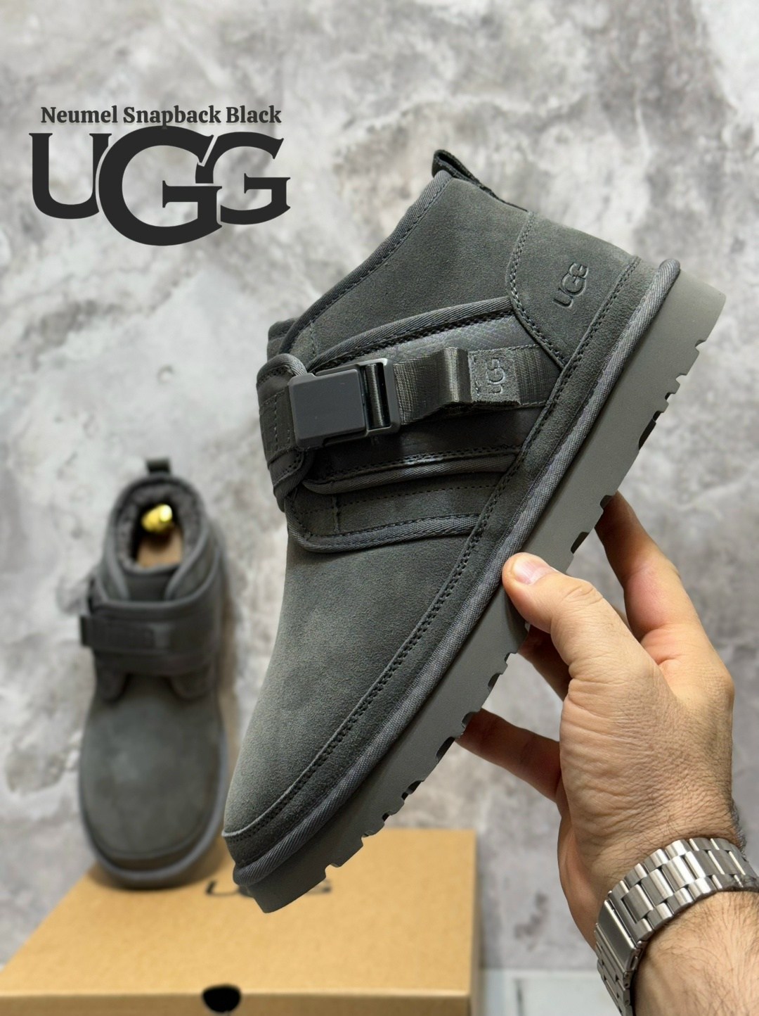 ,ugg neumel snapback grey,мужской ботинок ugg,угги ugg mens neumel grey,мужские угги