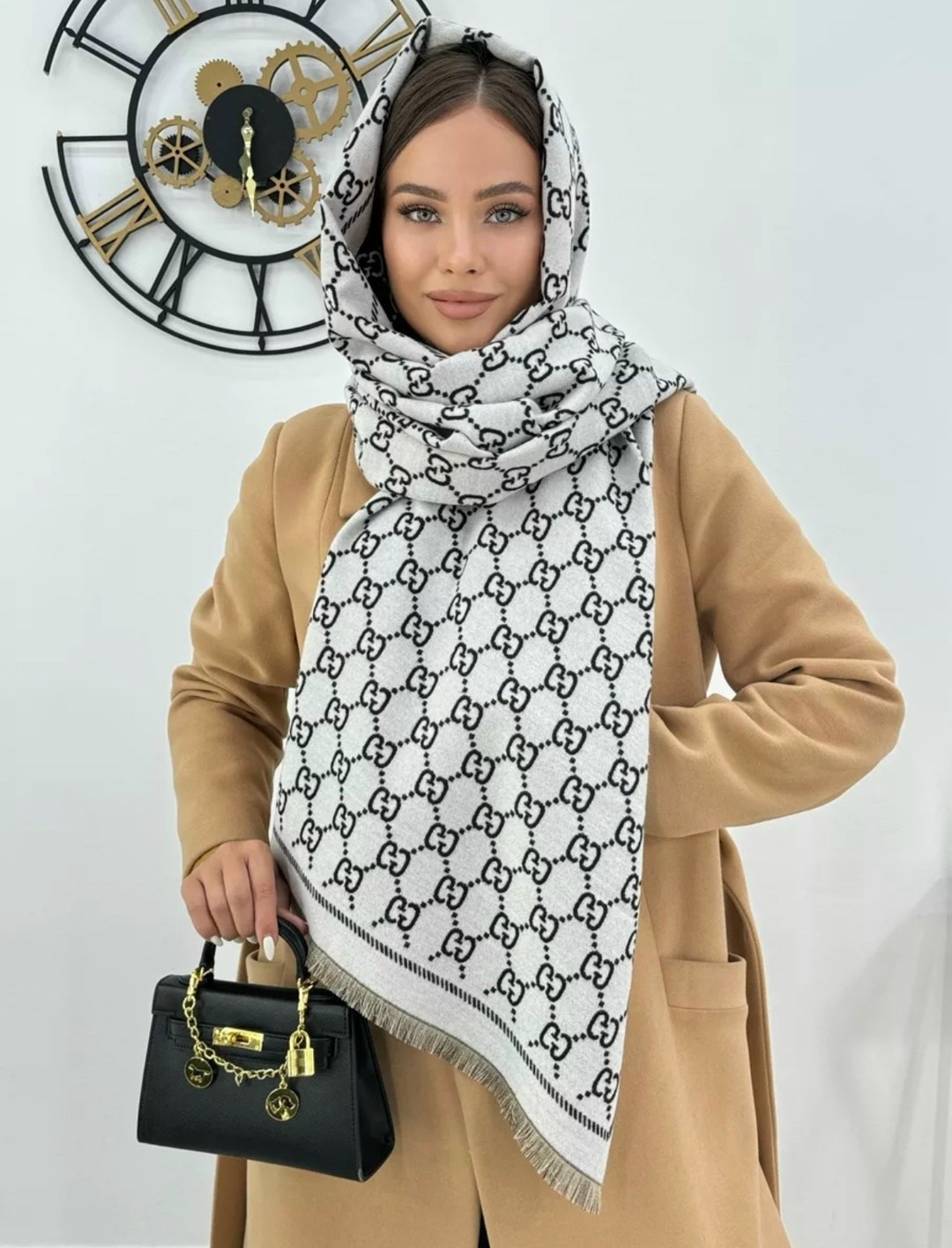 палантин теплый двусторонний кашемировый,палантин теплый,палантин шанель,шарф женские,теплый палантин шарф