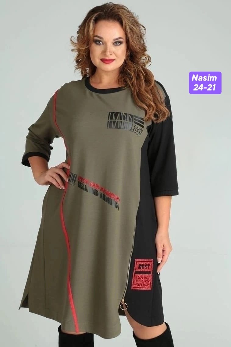 платье sandyna 13628 хаки,платье женская,платье для полной женщины,платье туника,одежда больших размеров