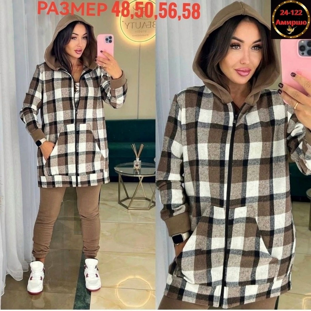 оверсайз рубашка в клетку с капюшоном,женский костюм на флисе,костюм женский теплый,женский костюм двойка,теплый костюм
