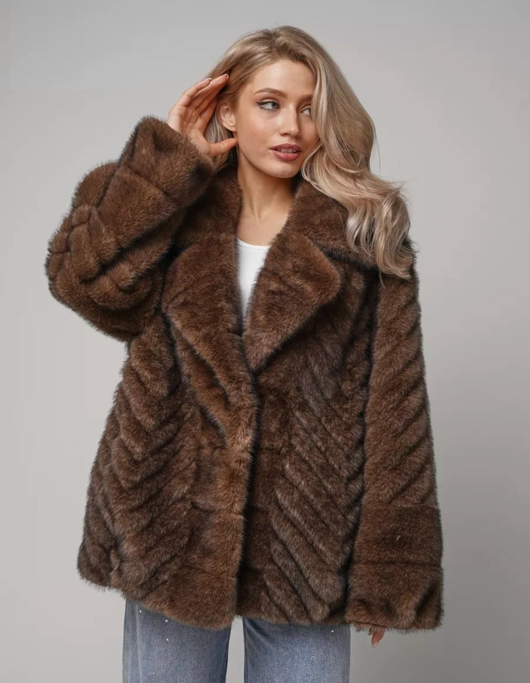 шуба женская,шуба из экомеха,шубка,полушубок из норки,норковая шуба