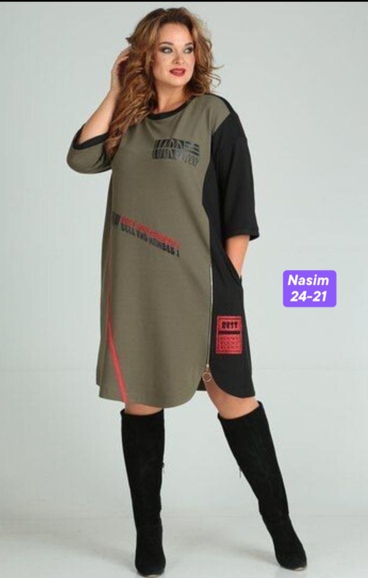 платье sandyna 13628 хаки,платье женская,платье для полной женщины,платье туника,одежда больших размеров