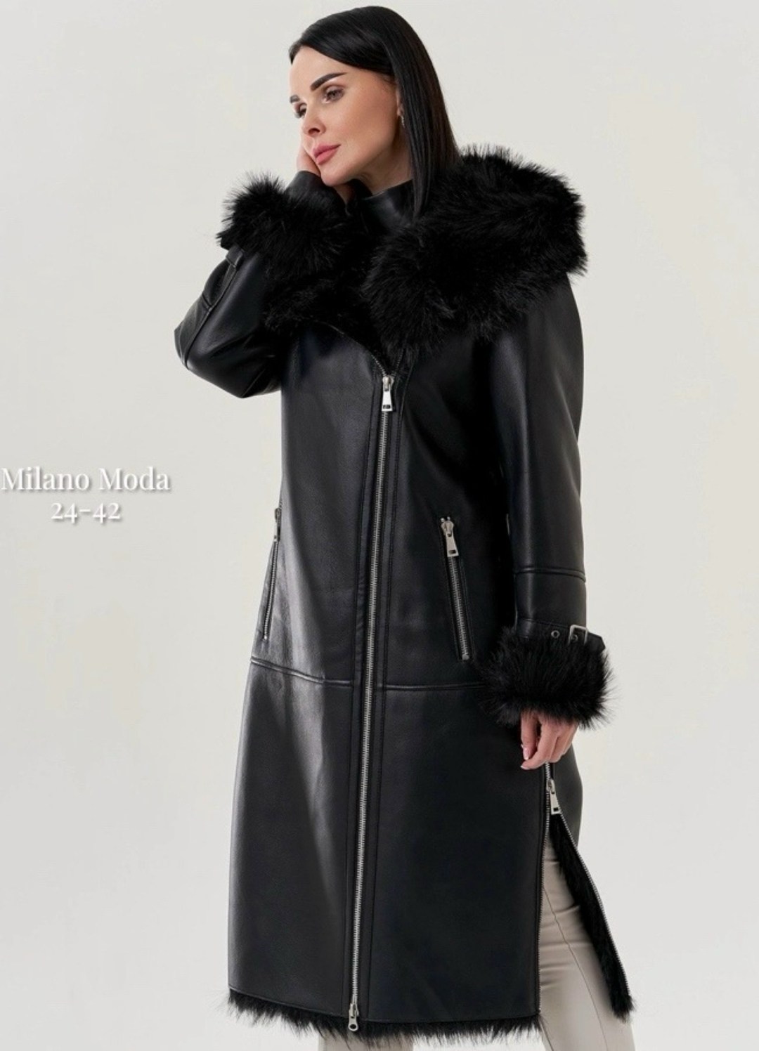 дублёнка авиатор женская удлиненная,дубленка из эко кожи,черная дубленка,женская дублёнка,дубленка удлиненная