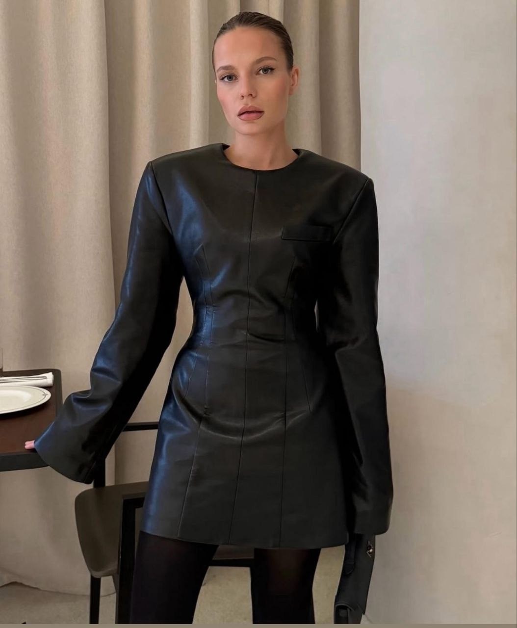 платье из искусственной кожи,платье из экокожи,кожаное платье,платье черное кожаное,женское платье из экокожи
