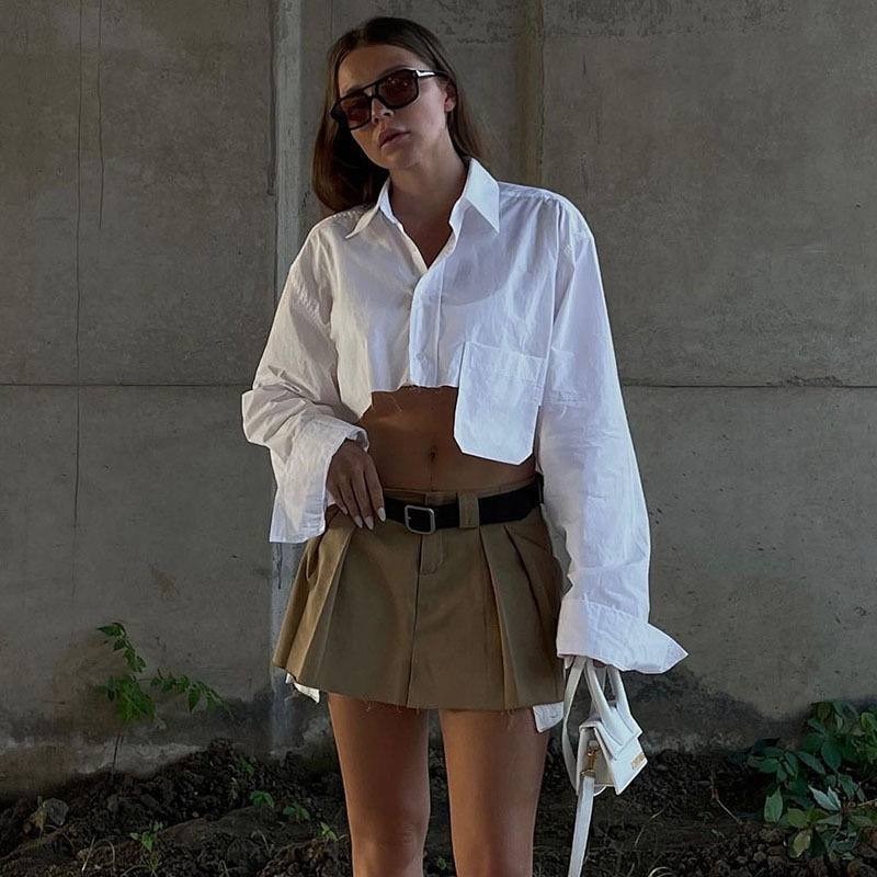 укороченная рубашка оверсайз,укороченная рубашка женская,укороченная белая рубашка,женская рубашка,повседневная рубашка