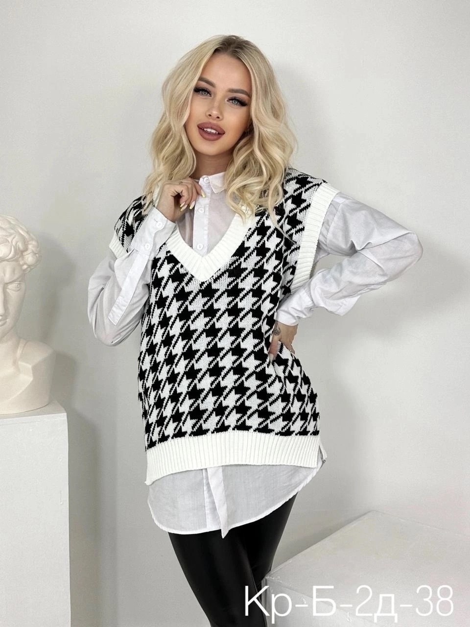 жилетка гусиная лапка,женский вязаный жилет,вязаная жилетка,жилетка женская,вязаные жилеты
