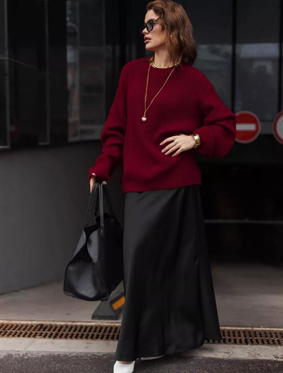 вязаный свитер оверсайз,свитер оверсайз вязаный удлиненный,свитер оверсайз длинный вязаный,бордовый свитер,свитер оверсайз удлиненный