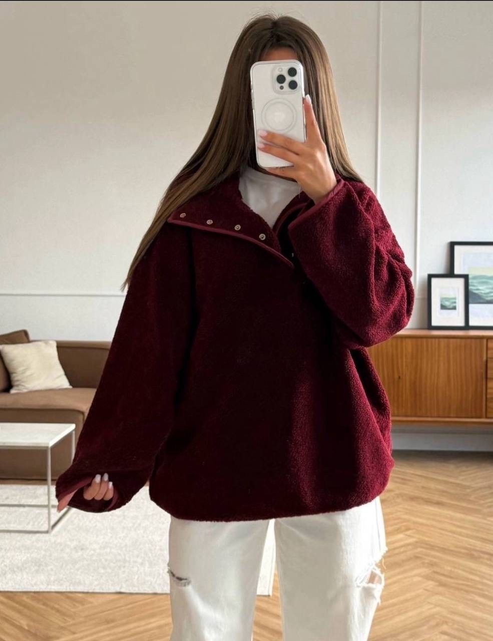 женская кофта,флисовая толстовка,толстовка оверсайз,кофта синия,кофта серая