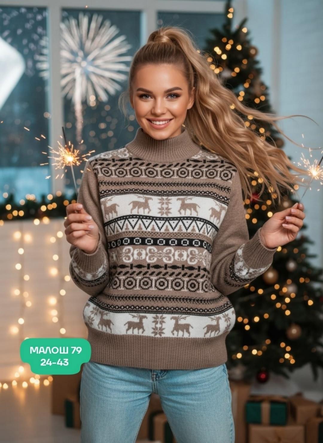 свитер женский вязаный,свитера женские,кофта свитер женский,джемпер новогодний,джемпер новогодний с оленями свитер парный теплый