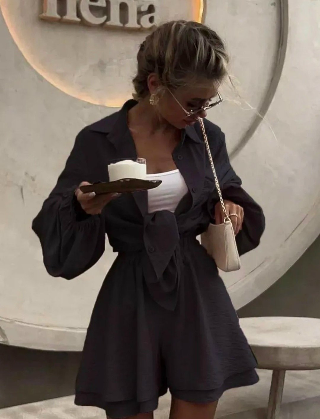 женский костюм с шортами и рубашкой,рубашка с юбкой,стильные костюмы,модное платье