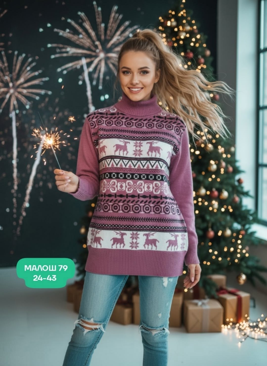 свитер женский вязаный,свитера женские,кофта свитер женский,джемпер новогодний,джемпер новогодний с оленями свитер парный теплый