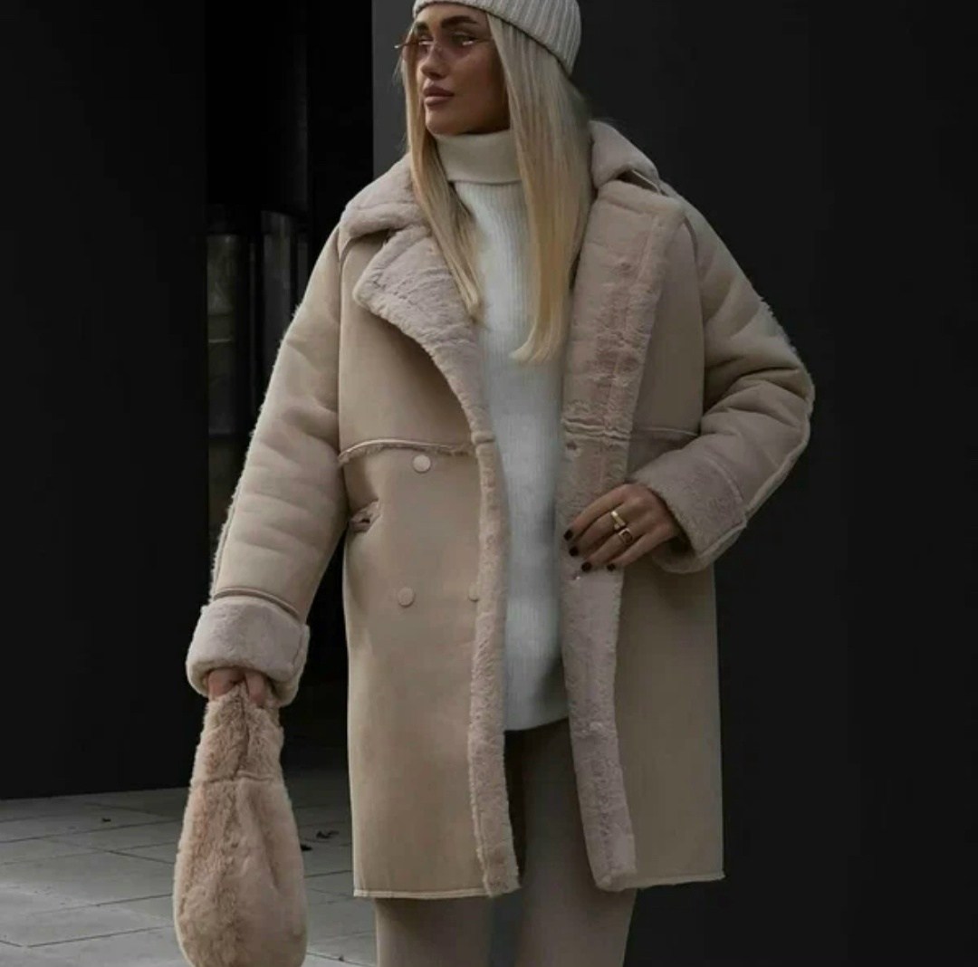 дубленка оверсайз,дубленка удлиненная,пальто теплое,стильная дубленка,пальто модное