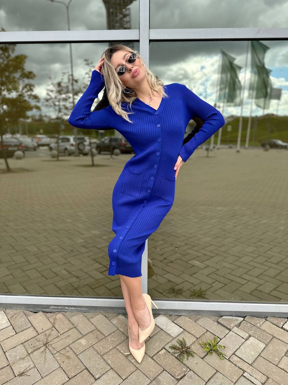 трикотажное платье,платье женская,вязаное платье,платье синее,вязаное платье женское