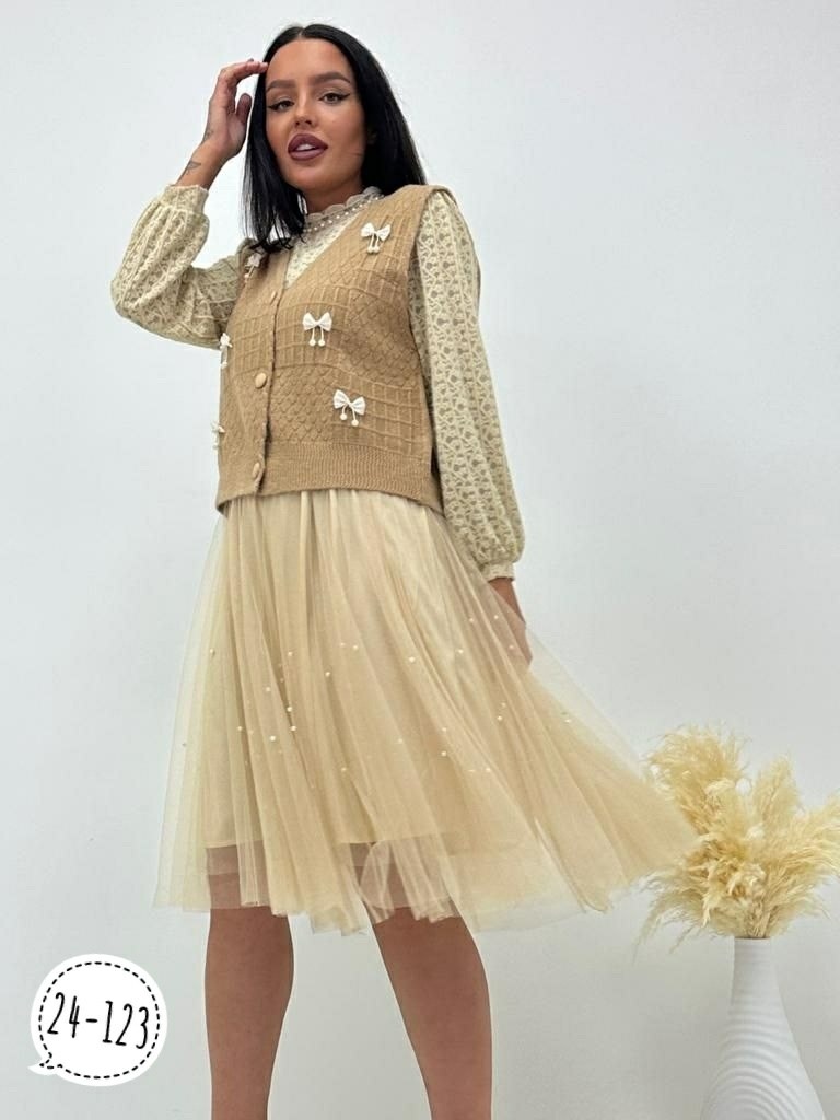 модное платье,платье со свитером,костюмы двойки,платье комплект