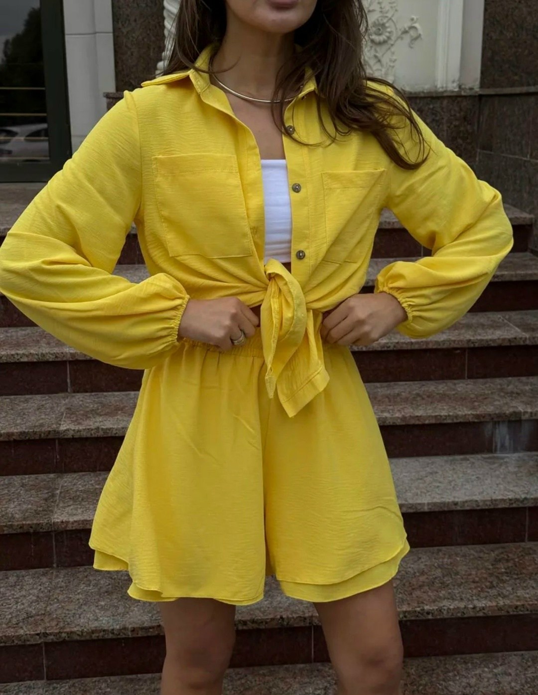 женский костюм с шортами и рубашкой,рубашка с юбкой,стильные костюмы,модное платье