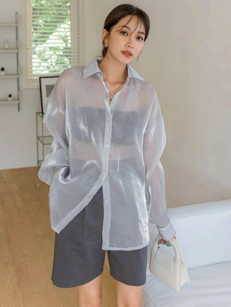 шифоновая рубашка,прозрачная блузка,прозрачная рубашка женская,полупрозрачная рубашка,прозрачная рубашка