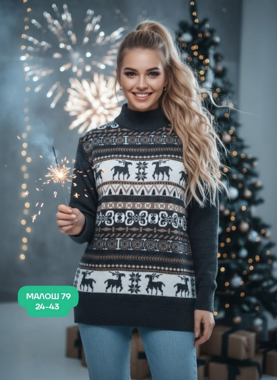свитер женский вязаный,свитера женские,кофта свитер женский,джемпер новогодний,джемпер новогодний с оленями свитер парный теплый