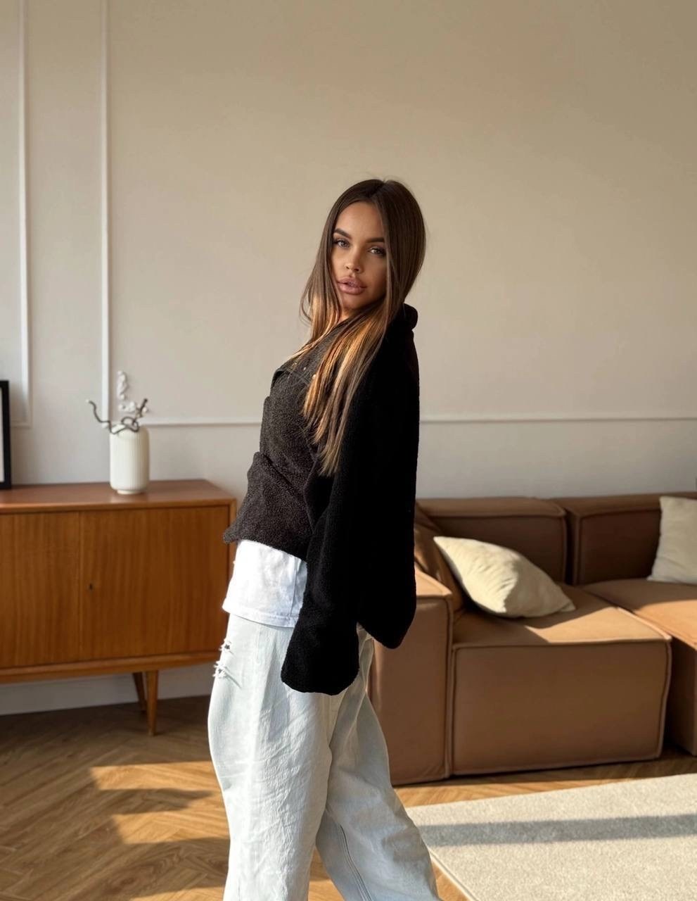 женская кофта,флисовая толстовка,толстовка оверсайз,кофта синия,кофта серая