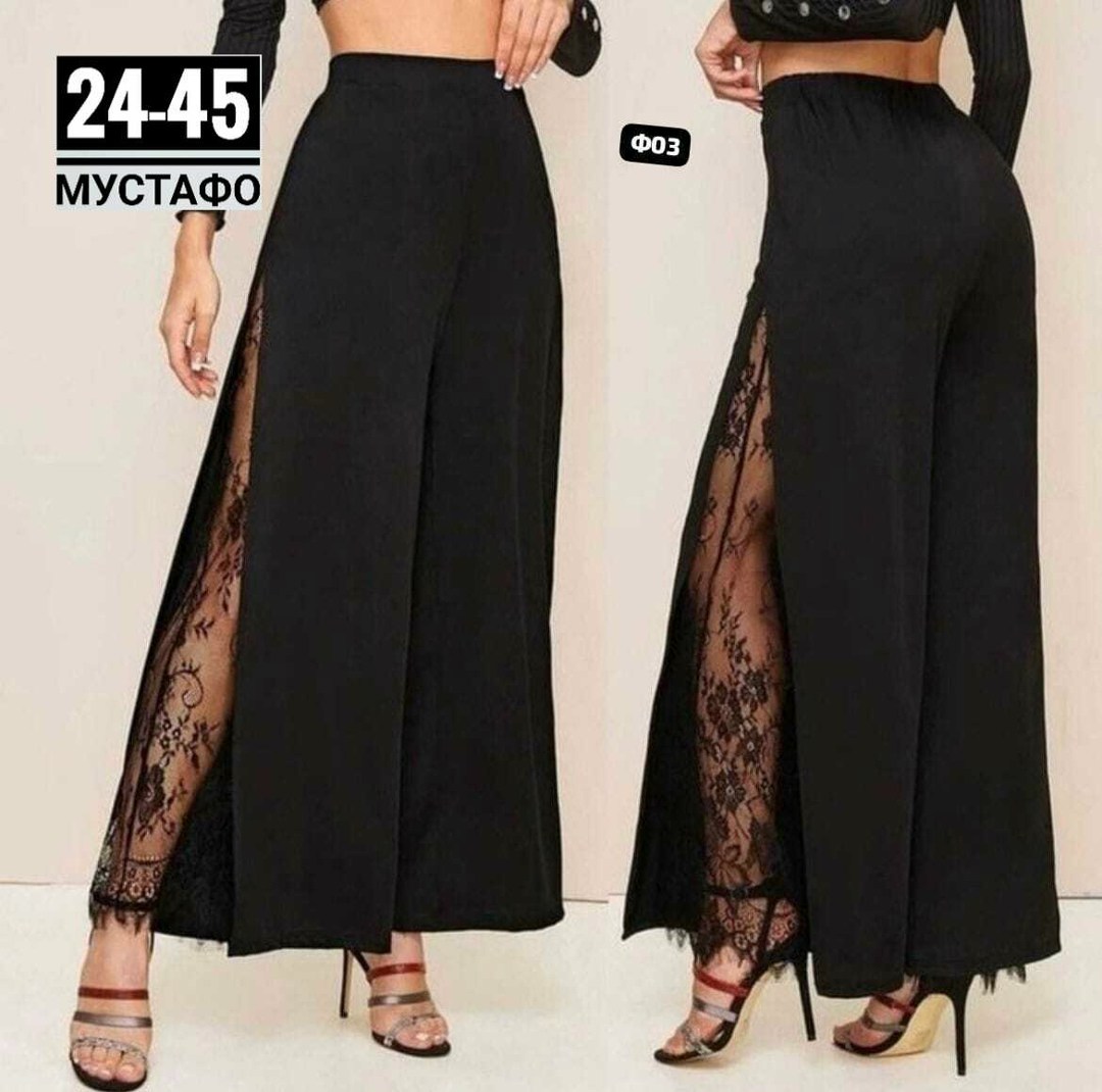брюки с кружевом,элегантные брюки,брюки женские,брюки широкие,брюки нарядные