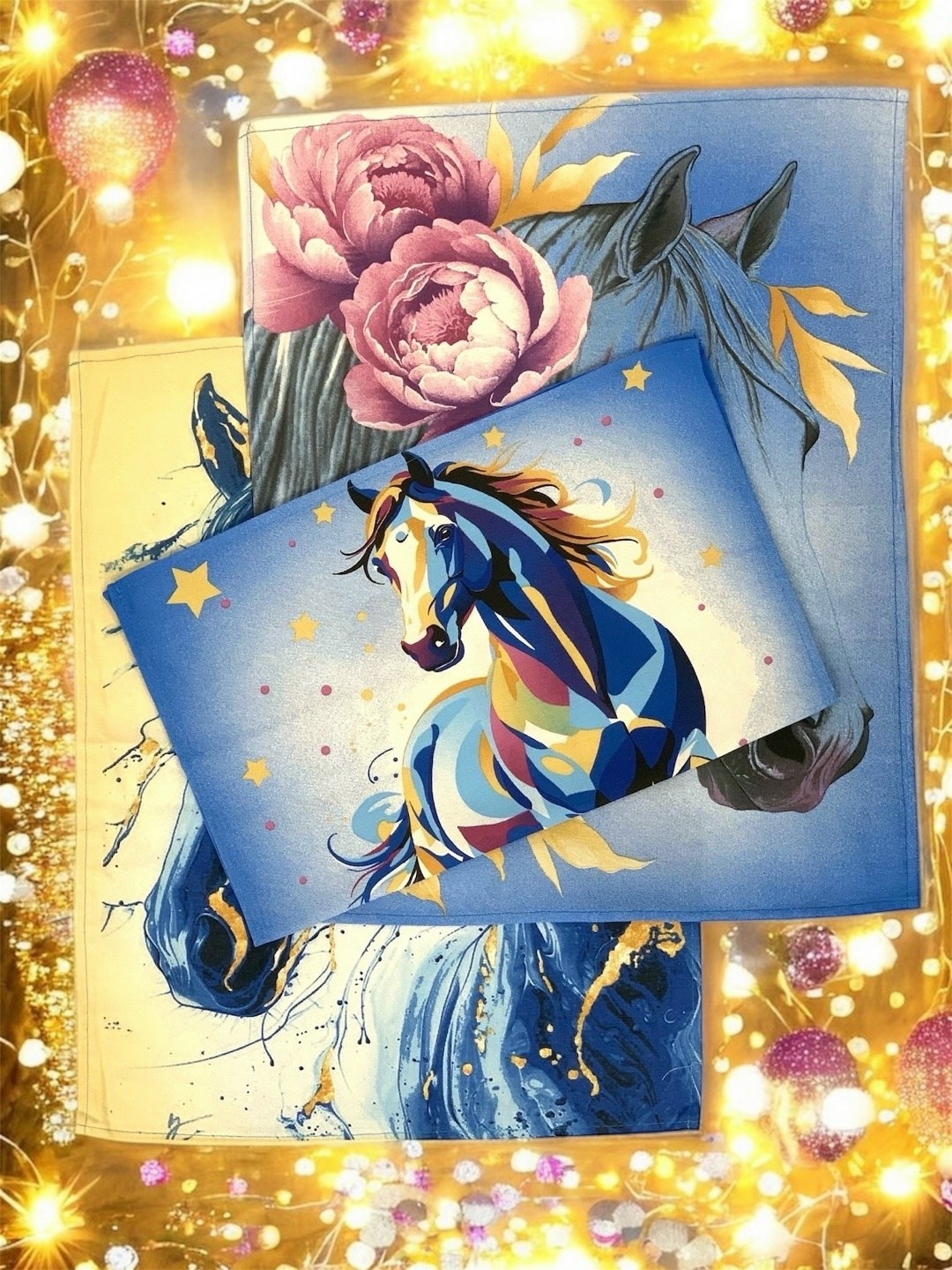 лошадей,картина лошадей,сказочная лошадь,стилизованная лошадь,радужная лошадь