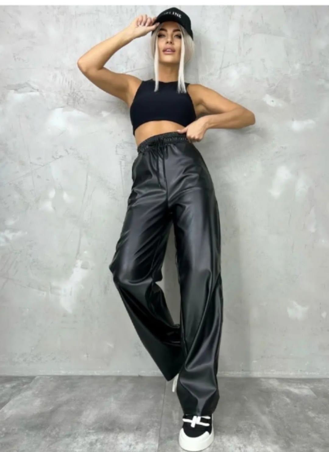 брюки прямые кожаные,брюки кожаные,брюки прямые кожаные на резинке,брюки кожаные палаццо,женские кожаные брюки