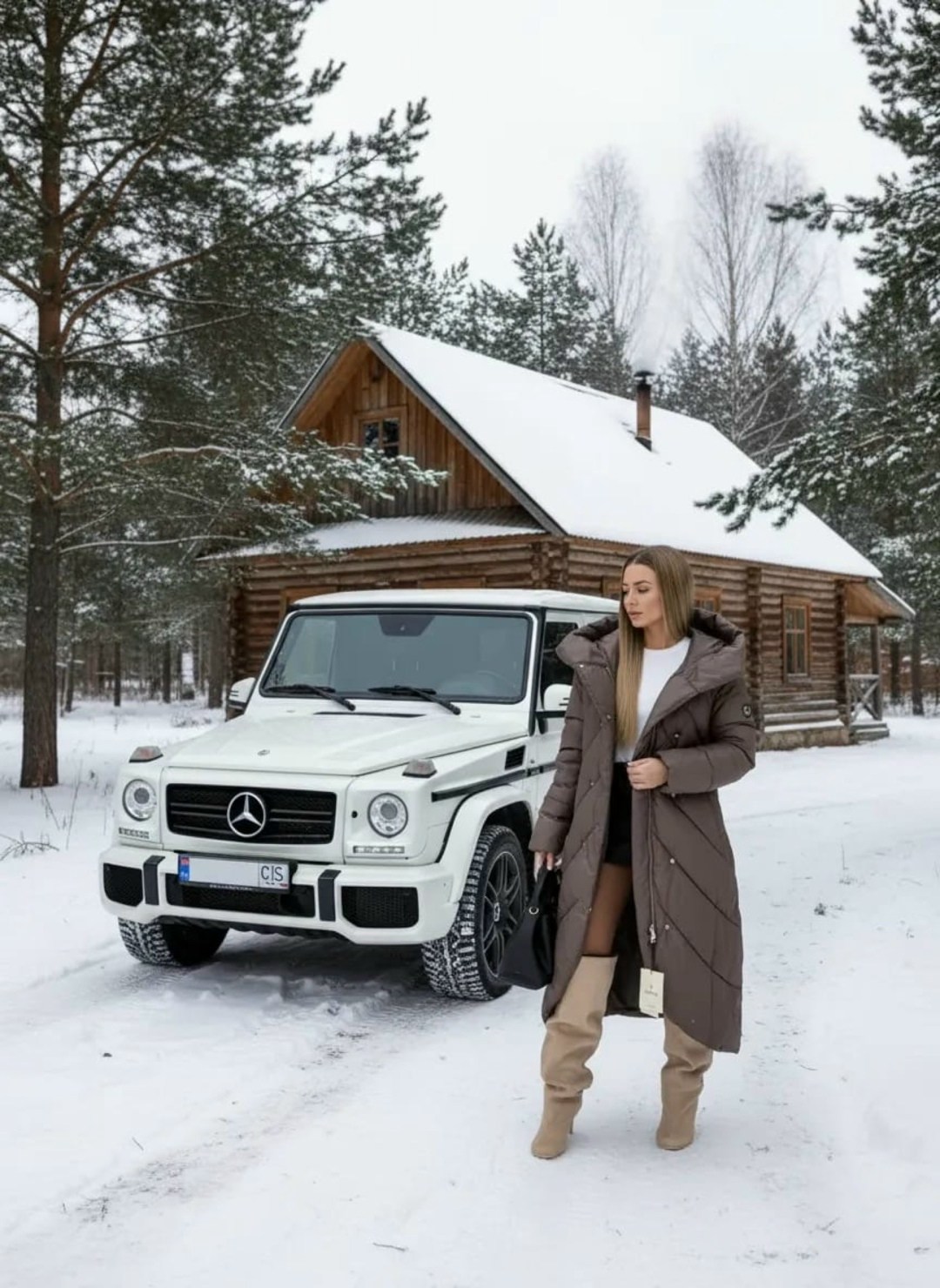 зимняя мода,зимний стиль,девушка,mercedes benz amg g 63,зимний стиль одежды