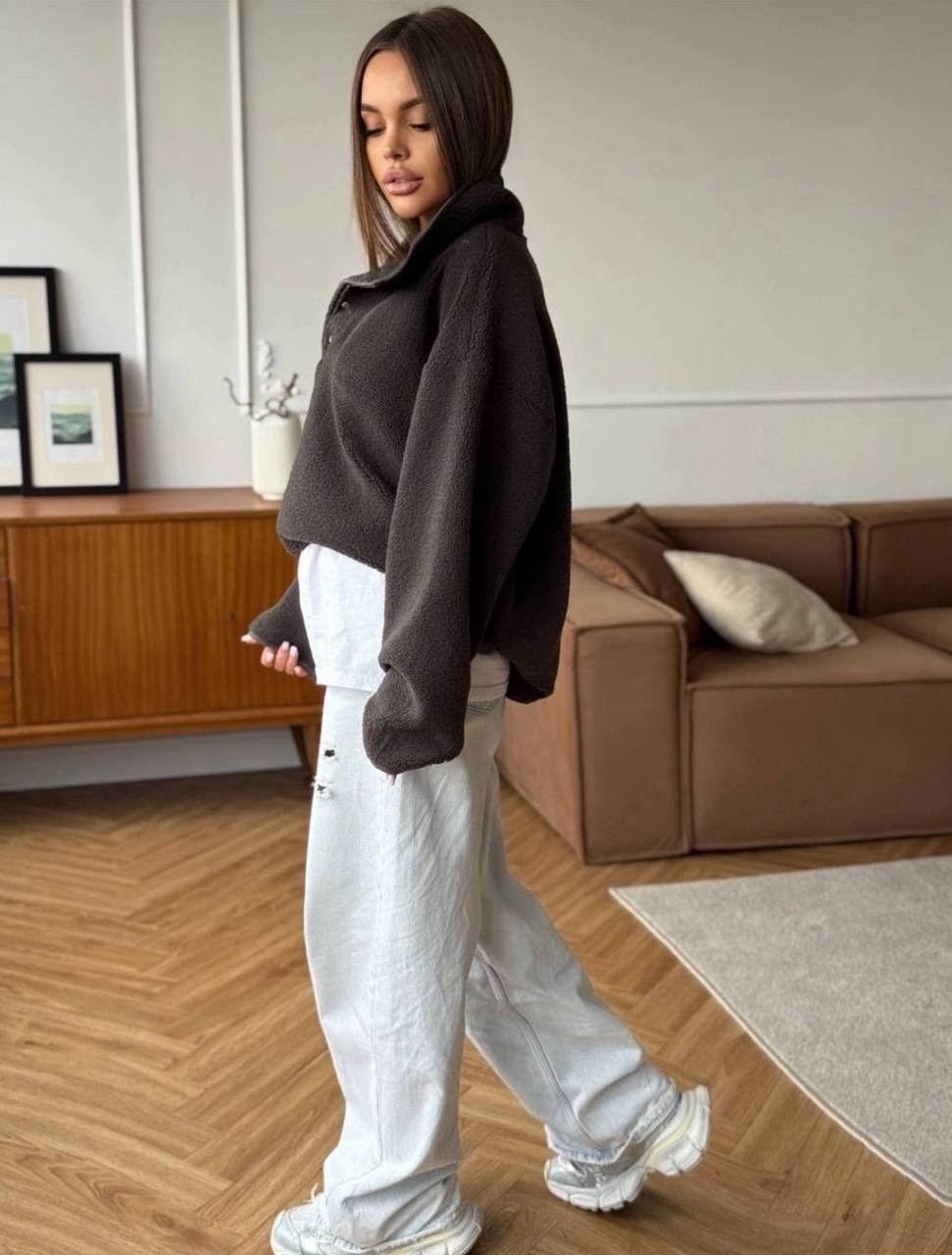 женская кофта,флисовая толстовка,толстовка оверсайз,кофта синия,кофта серая