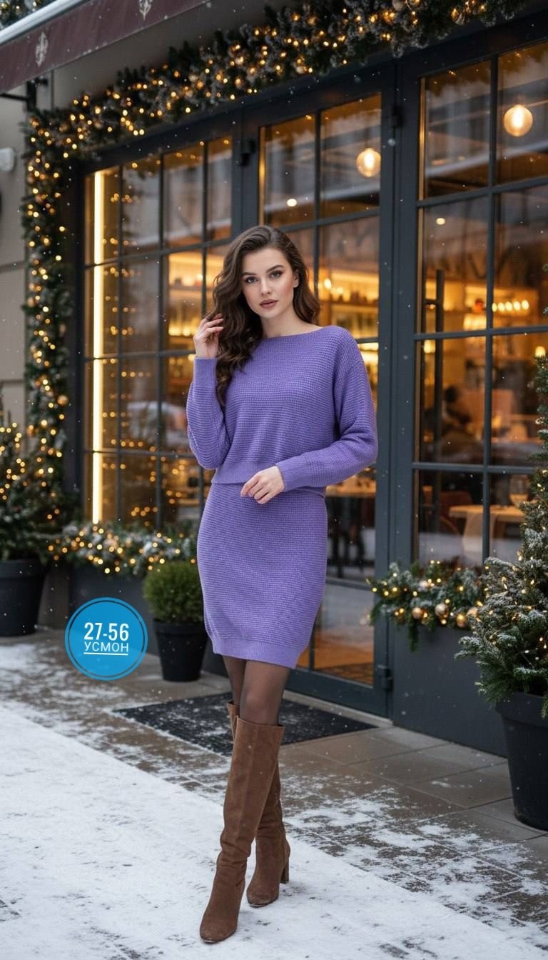 вязаный костюм с юбкой,костюм с юбкой,зимний стиль,осенняя мода,свитер с юбкой