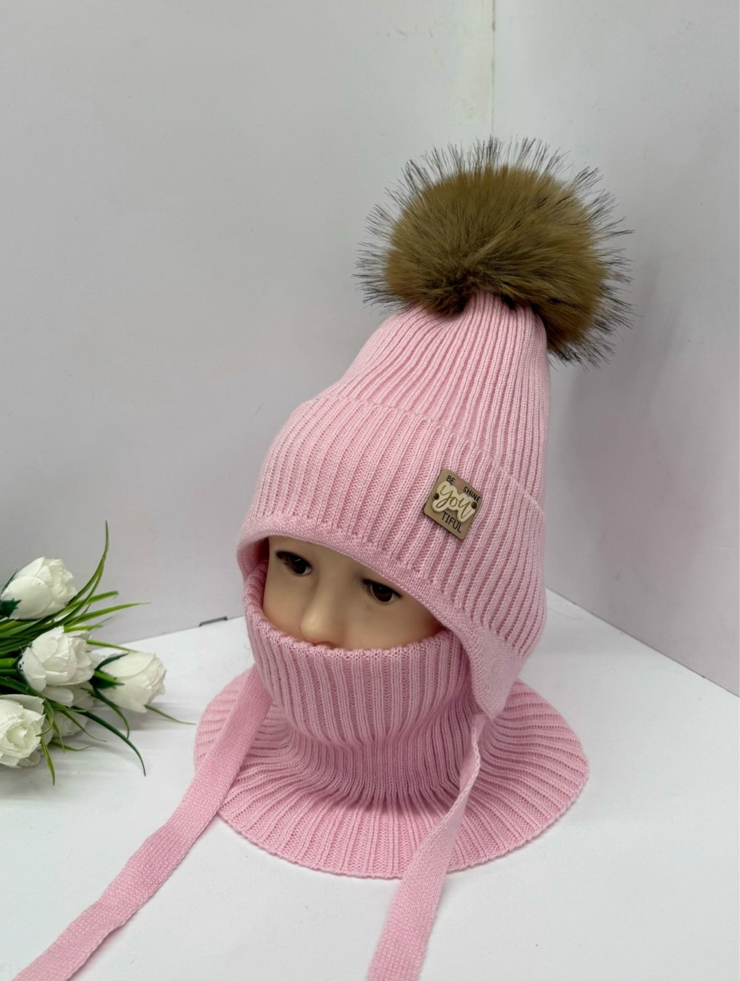 манишка зимняя детская,комплект детский шапка,комплект шапка снуд,шапка для девочек,комплект детский шапка и снуд