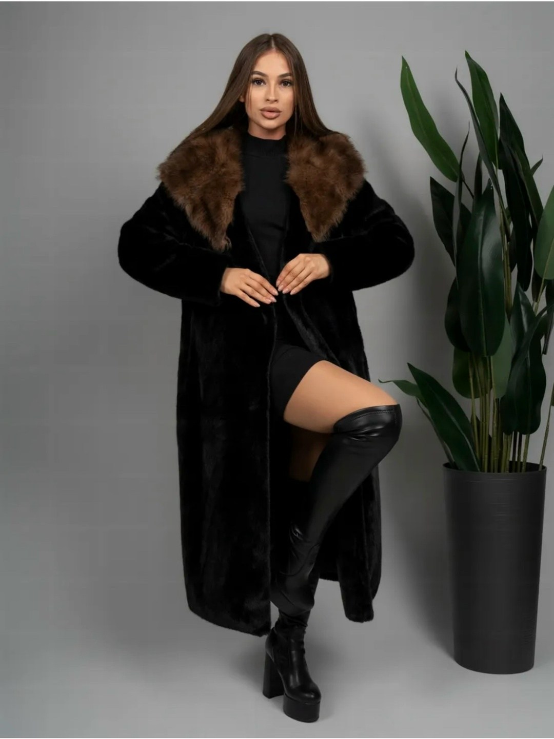 шуба под норку,шуба женская,норковая шуба с капюшоном,черная норковая шуба,шуба норковая