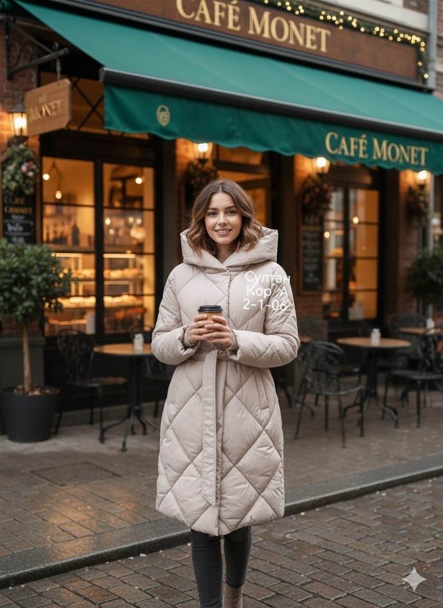 пуховик пальто,пуховик бежевый,стеганое пальто,удлиненный пуховик,пальто зимнее стеганое