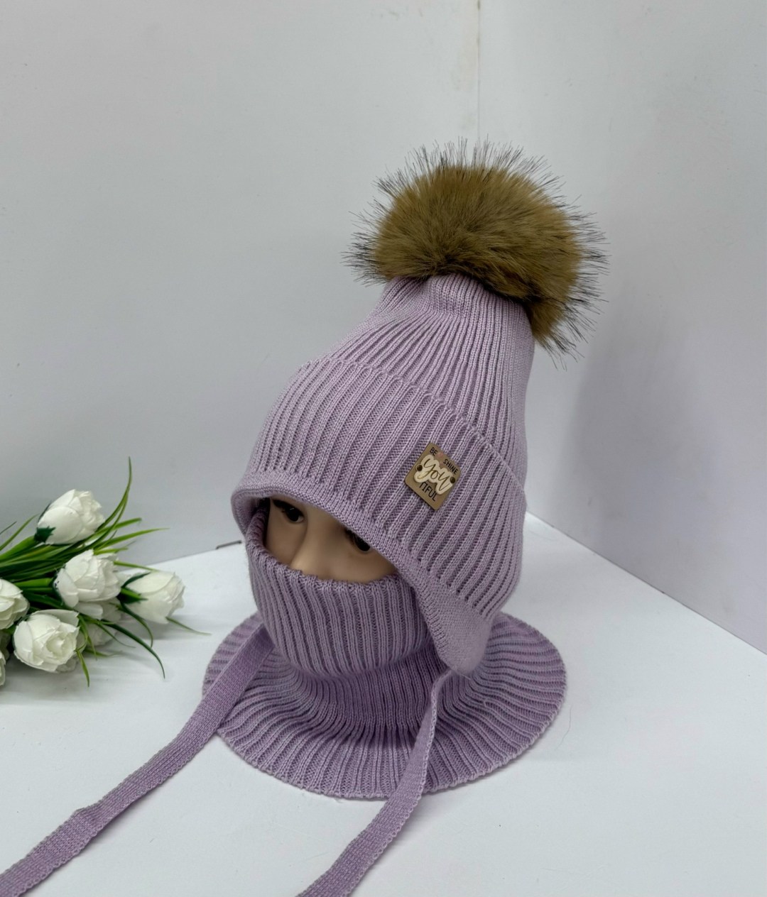 манишка зимняя детская,комплект детский шапка,комплект шапка снуд,шапка для девочек,комплект детский шапка и снуд