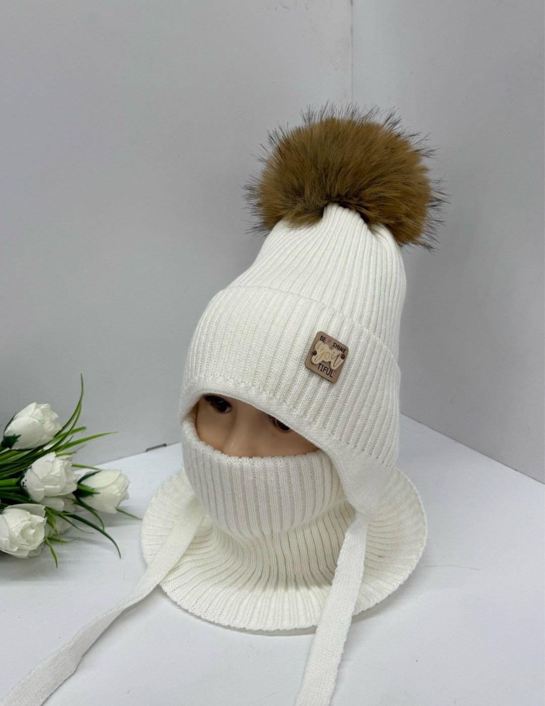 манишка зимняя детская,комплект детский шапка,комплект шапка снуд,шапка для девочек,комплект детский шапка и снуд