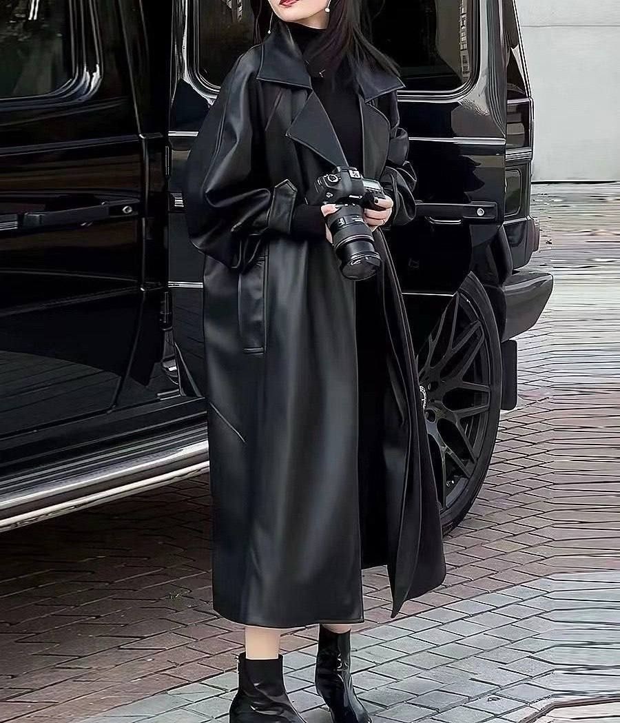 длинный кожаный плащ,mango черное длинное пальто oversize,пальто модное,плащ женский черный,пальто средней длины