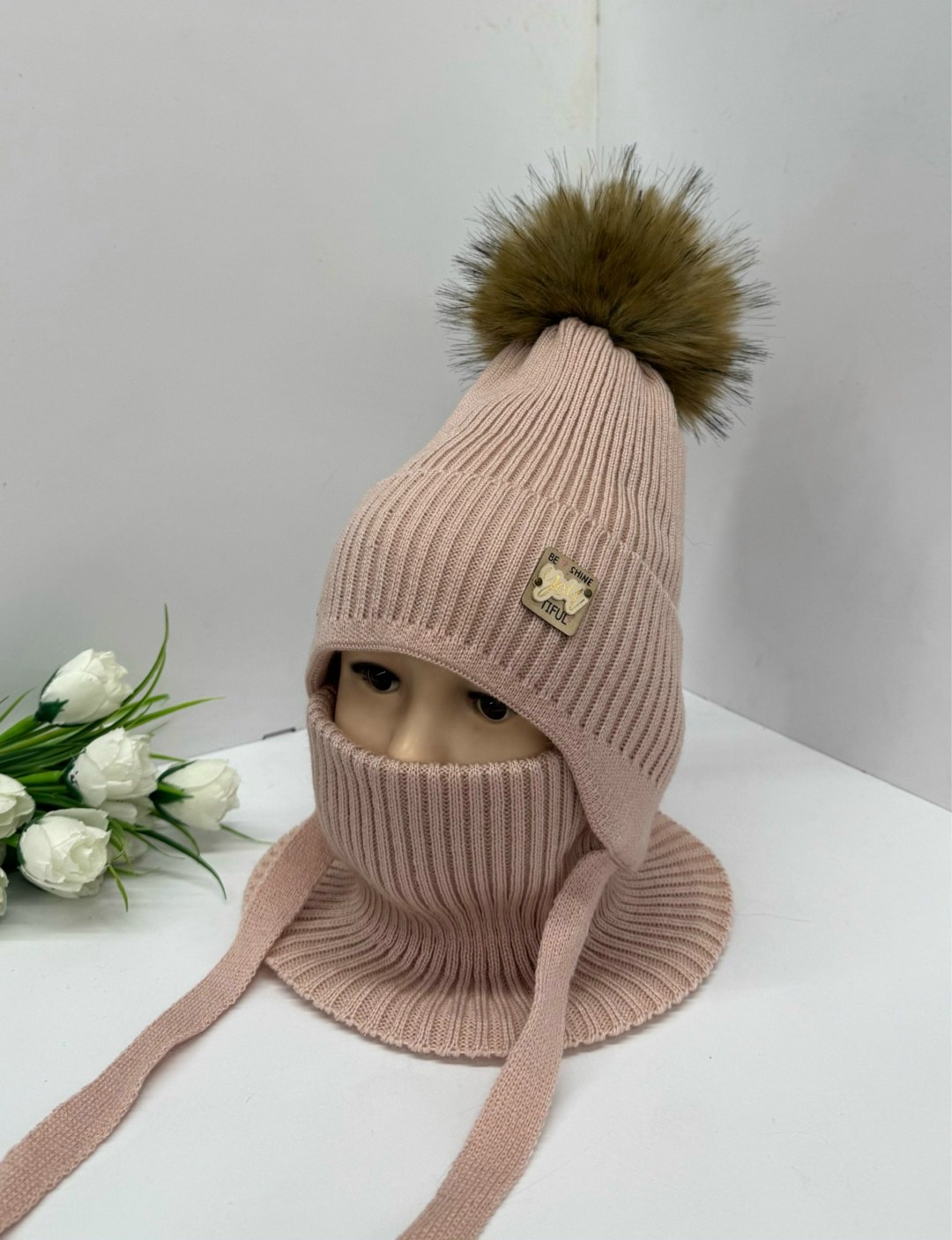 манишка зимняя детская,комплект детский шапка,комплект шапка снуд,шапка для девочек,комплект детский шапка и снуд