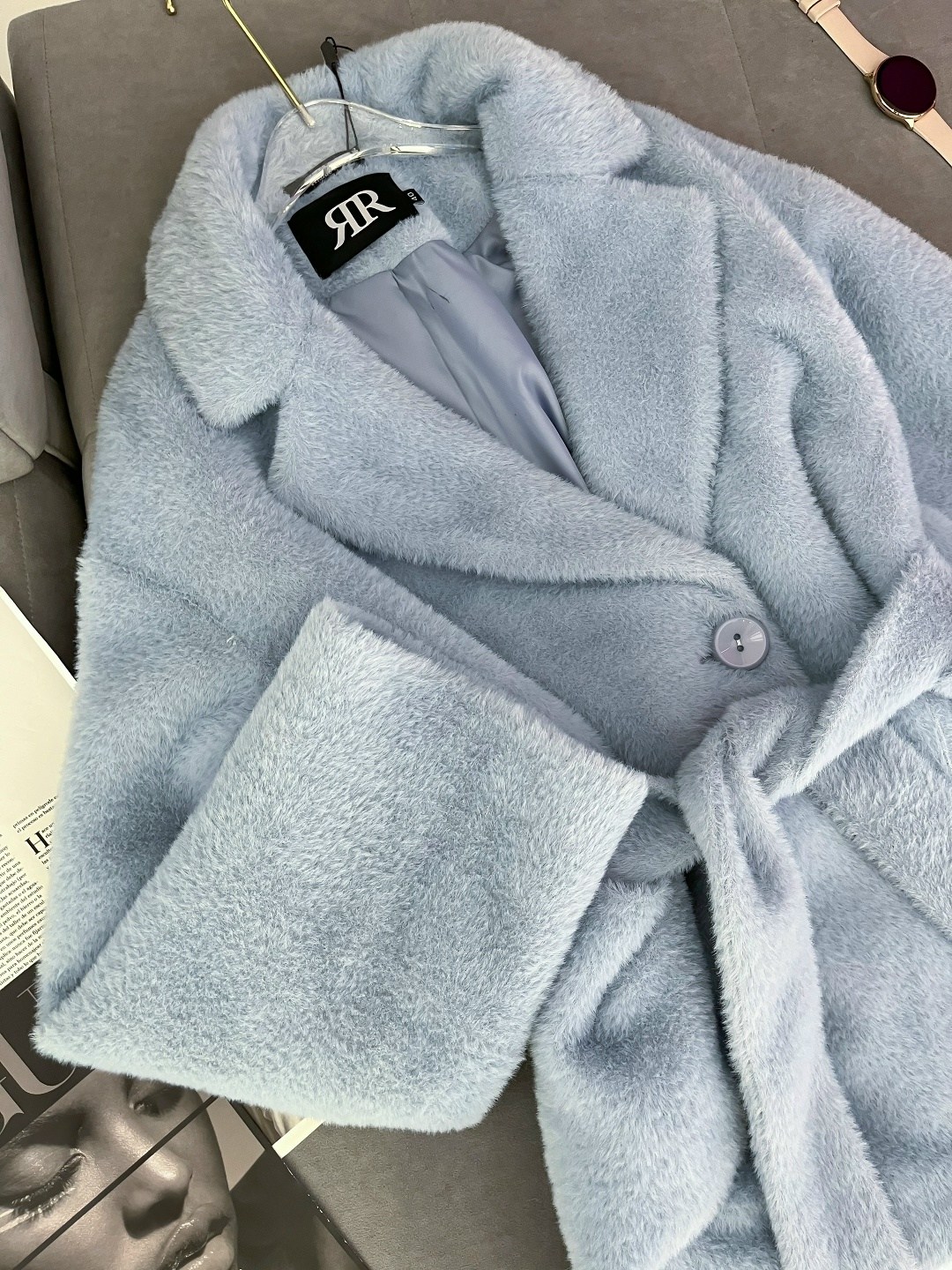 искусственная шуба,плюшевое пальто,голубое пальто,пальто женские,стильное пальто