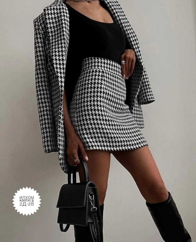 костюм с юбкой твидовый,костюм пиджак и юбка,костюмы женские с юбкой,юбка гусиная лапка