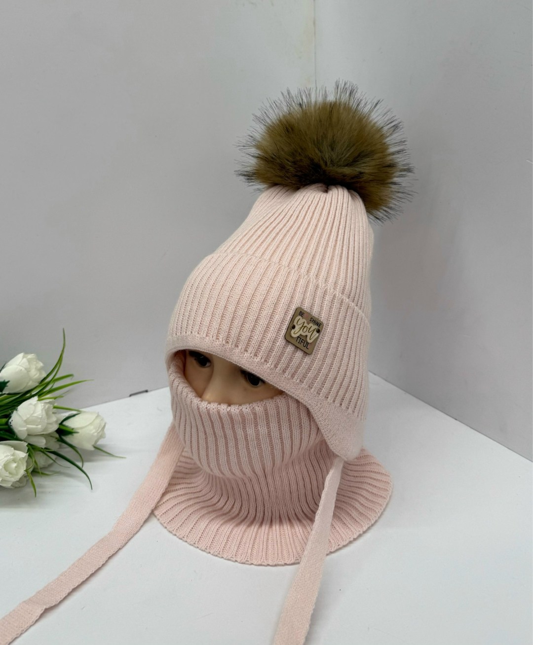 манишка зимняя детская,комплект детский шапка,комплект шапка снуд,шапка для девочек,комплект детский шапка и снуд