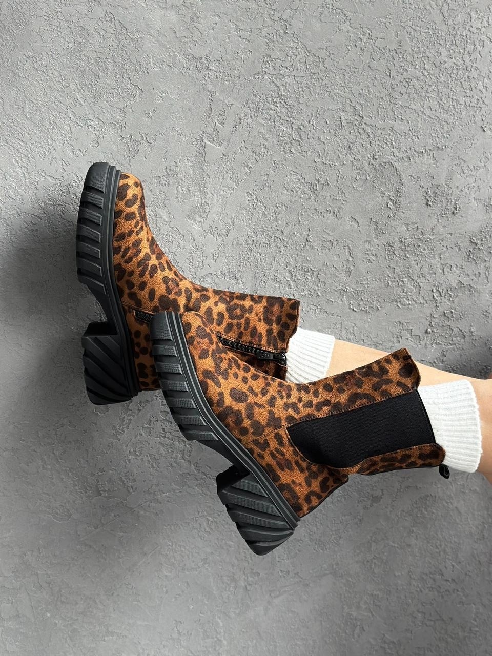 ,леопардовые ботинки,леопардовые челси, женская,модные ботильоны