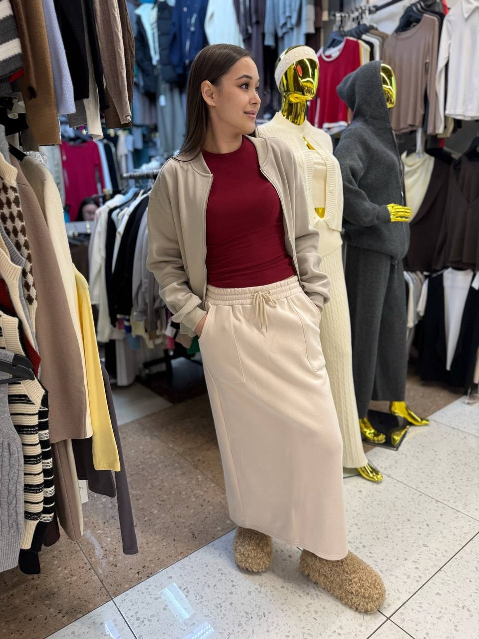 мусульманская одежда,костюм повседневный,женские костюмы с юбкой,бежевая юбка,юбка повседневная