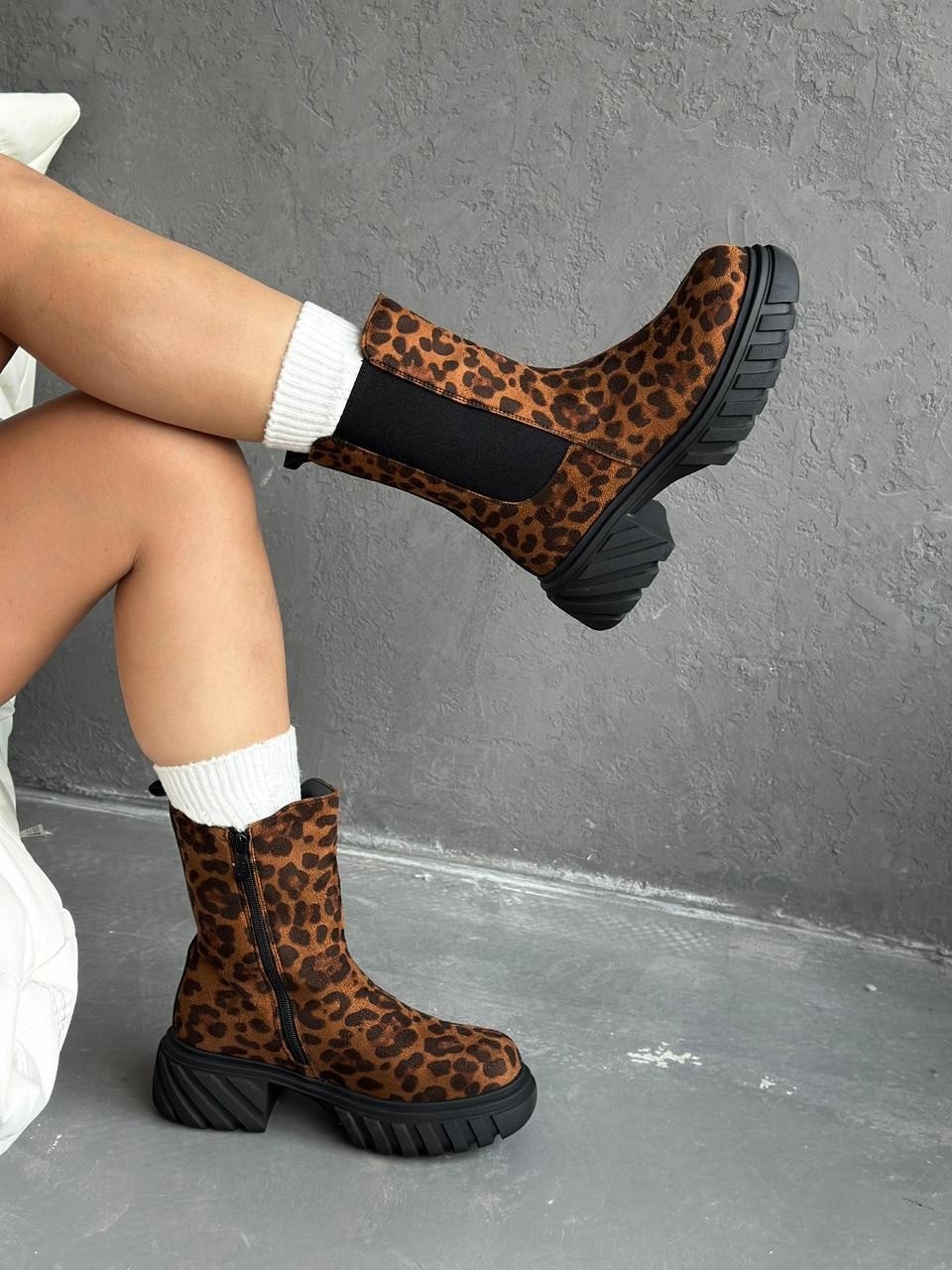,леопардовые ботинки,леопардовые челси, женская,модные ботильоны