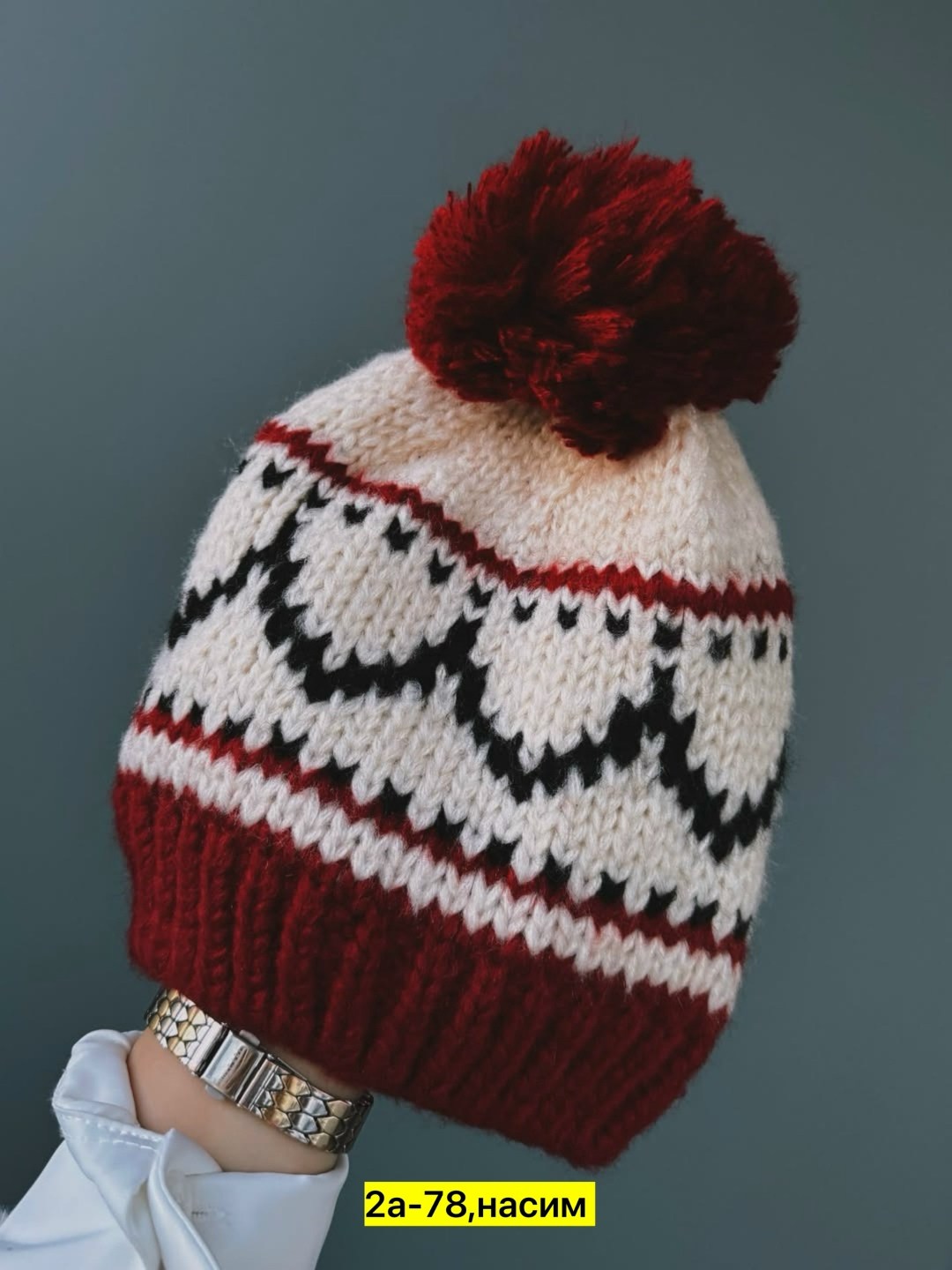 вязаная шапка,вязаная шапка зимняя,шапка жаккард,жаккардовые шапки evvash,вязание шапки